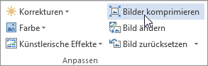 Schaltfläche "Bilder komprimieren" auf der Registerkarte "Bildtools - Format"