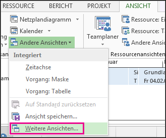 'Weitere Ansichten' im Menü 'Andere Ansichten'