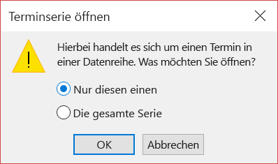 Sie können ein Element in einer Reihe oder die gesamte Reihe öffnen.