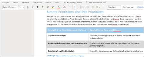 Formatieren von Text in Word Online