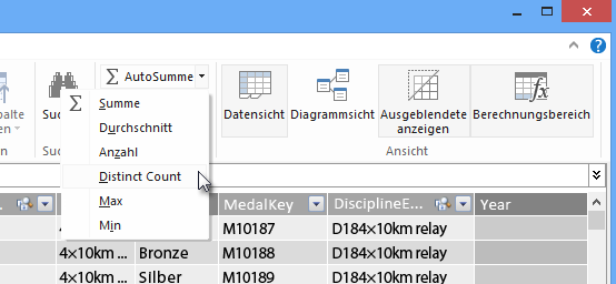 Eine eindeutige Anzahl (Distinct Count) in PowerPivot erstellen