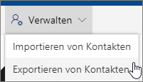 Wählen Sie auf der Symbolleiste "Verwalten" und dann "Kontakte exportieren".