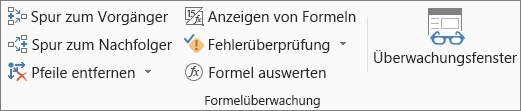 Gruppe 'Formelüberwachung' auf der Registerkarte 'Formeln'