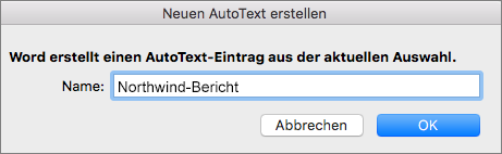 Dialogfeld "Neuen AutoText erstellen"