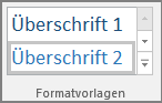 Screenshot der Auswahl eines Überschriftenformats im Menü "Start".