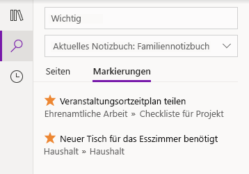 Tag-Suchergebnisse in OneNote für Windows 10