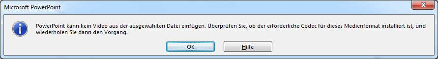 Fehler betreffend den Videokompatibilitäts-Codec
