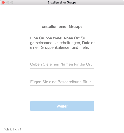 Anzeigen der Benutzeroberfläche zum Erstellen einer Gruppe auf einem Mac