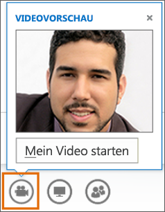 Screenshot zum Starten der Videoübertragung in einer Besprechung mit einer Videovorschau