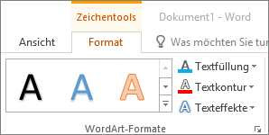 Gruppe "WordArt-Formatvorlagen"