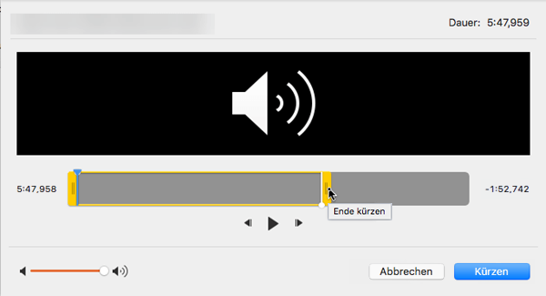Kürzen von Audio