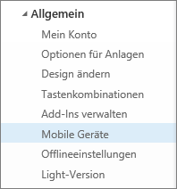 "Allgemein" > "Mobile Geräte"