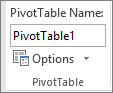 PivotTable-Optionen im Menüband