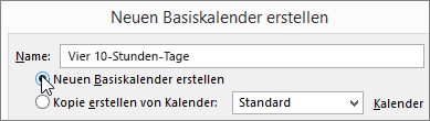 Erstellen neuer Basiskalender