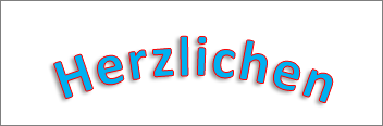 WordArt mit kurvenförmigem Transformationseffekt und Schatten