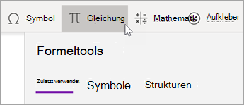 Wählen Sie die Registerkarte Einfügen und dann Formel aus.