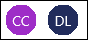 Initialen der Mitwirkenden in Symbolform "CC" und "DL"