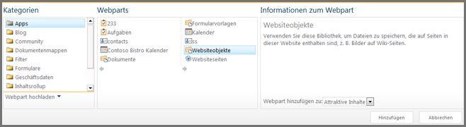 Webpartkategorien