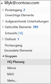 In der linken Navigationsleiste eine Gruppe auswählen