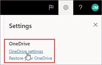 OneDrive-Einstellungen auswählen