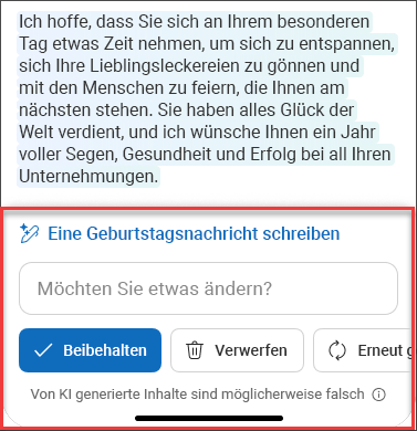 Einige Texte aus dem E-Mail-Entwurf "Nach sorgfältiger Überlegung", der mit Copilot in iOS und Android erstellt wurde