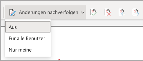 Drop-down-Liste „Änderungen nachverfolgen“, Für alle, Nur meine