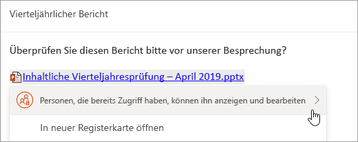 Screenshot eines Links zu einer OneDrive-Datei