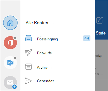 Hinzufügen von Konten in Outlook Mobile