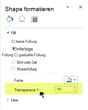 Wählen Sie den Schieberegler "Transparenz" aus, und ziehen Sie ihn nach rechts, um den gewünschten Grad von Transparenz festzulegen.