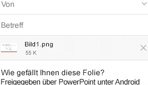 Nachdem Sie eine freizugebende Folie ausgewählt haben, senden Sie diese über eine Nachrichten-App auf Ihrem Android-Gerät