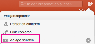 PowerPoint für Mac, "Anlage senden"