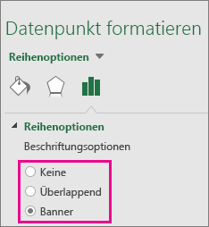 Im Aufgabenbereich "Datenbeschriftung formatieren" werden die Optionen für ein Treemap-Diagramm angezeigt.