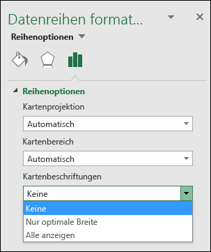 Excel-Kartendiagramm, Beschriftungsoptionen