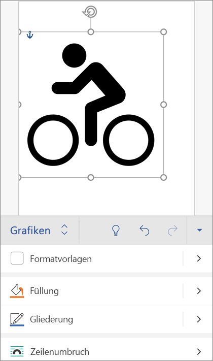 Ausgewähltes SVG-Bild mit der Registerkarte "Grafiken" im Menüband