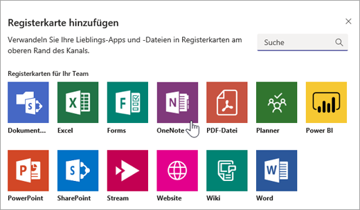 OneNote als Registerkarte in einem Team hinzufügen.