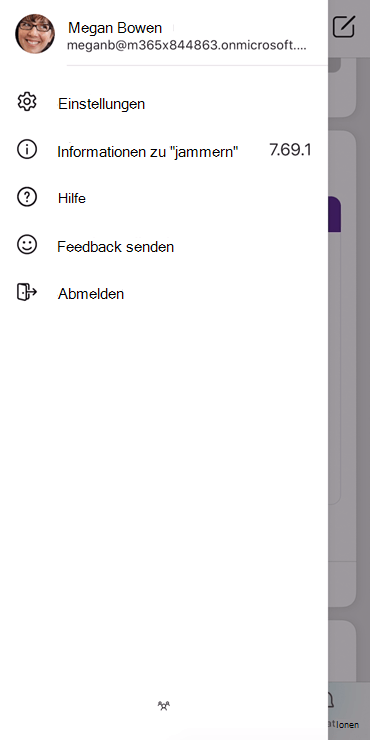 Screenshot: Einrichten eines Profils in der mobilen Yammer-App