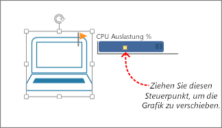 Steuerpunkt an einer Datengrafik