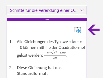 Symbol des plastischen Readers im Mathematikbereich in OneNote für Windows 10