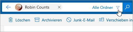 Screenshot der Schaltfläche "Filter" in der Suchleiste