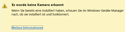 Screenshot einer nicht erkannten Kamera