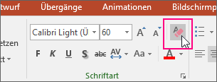 Auf der Registerkarte "Start" ist das Symbol "Alle Formatierungen löschen" hervorgehoben.