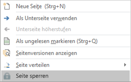 Wählen Sie "Seite sperren" aus.