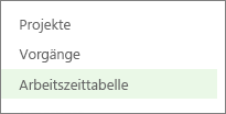 Arbeitszeittabelle auf der Schnellstartleiste