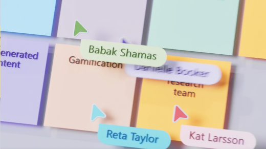 Kollaborative Cursor erleichtern das Nachverfolgen von Änderungen an einem Whiteboard während einer Teams-Besprechung.