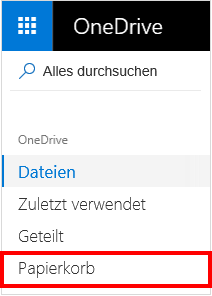 Papierkorb-Auswahl in OneDrive