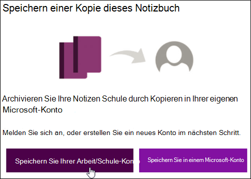 Speichern auf Ihrem Firmen-oder Schulkonto