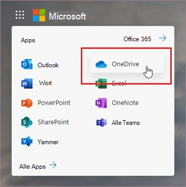 OneDrive-App öffnen