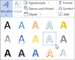 Auswählen einer WordArt-Option