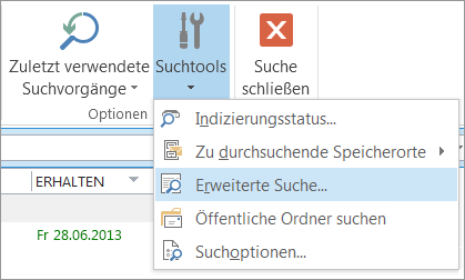 'Erweiterte Suche' unter 'Suchtools'