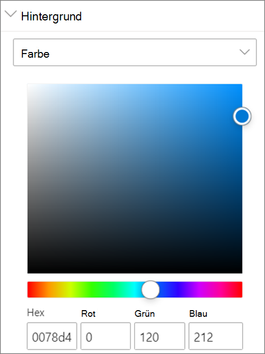 Optionen von 'Farbe'